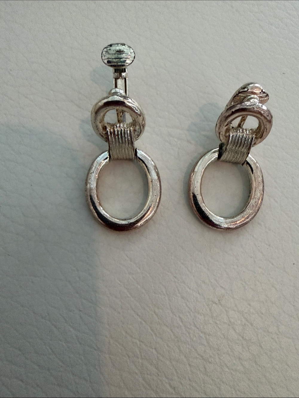 Classic Silver-Tone Hoop Drop Clip-On Earrings